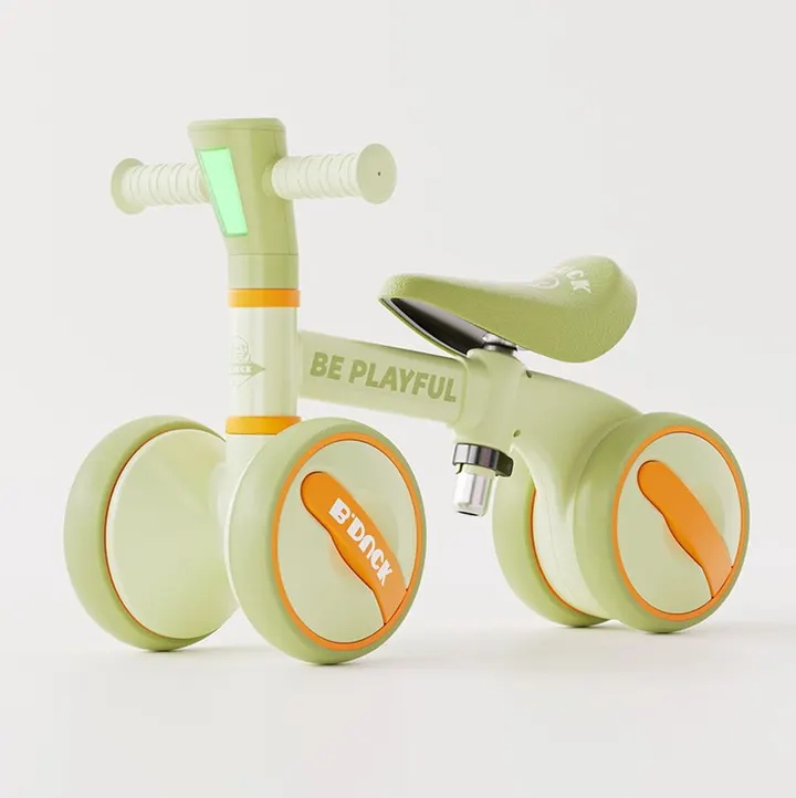 Luddy B.Duck Toddler Balance Bike with 4-Wheel Stability in Green, view 2