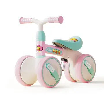 B.Duck Toddler Balance Bike with Adjustable Seat in Pink, view 1