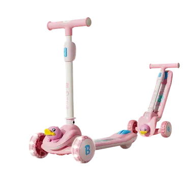 Luddy B.Duck 3-Wheel Folding Scooter with Light-Up Wheels in Pink, view 1