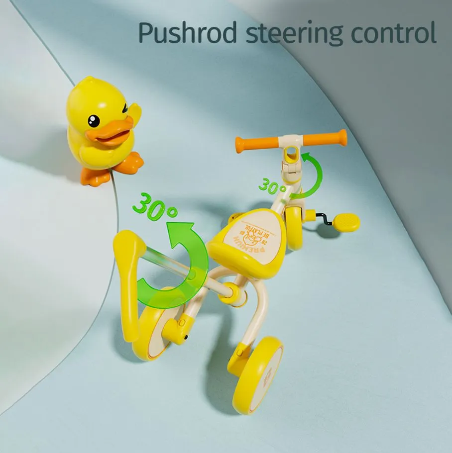 B.Duck 4-in-1 Push Trike in Yellow, view 3