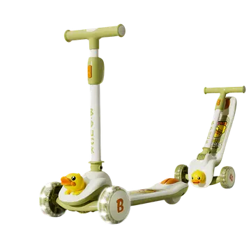 Luddy B.Duck 3-Wheel Folding Scooter with Light-Up Wheels in Green, view 1