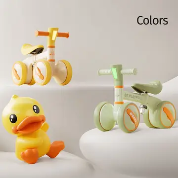Luddy B.Duck Toddler Balance Bike with 4-Wheel Stability in Yellow, view 4