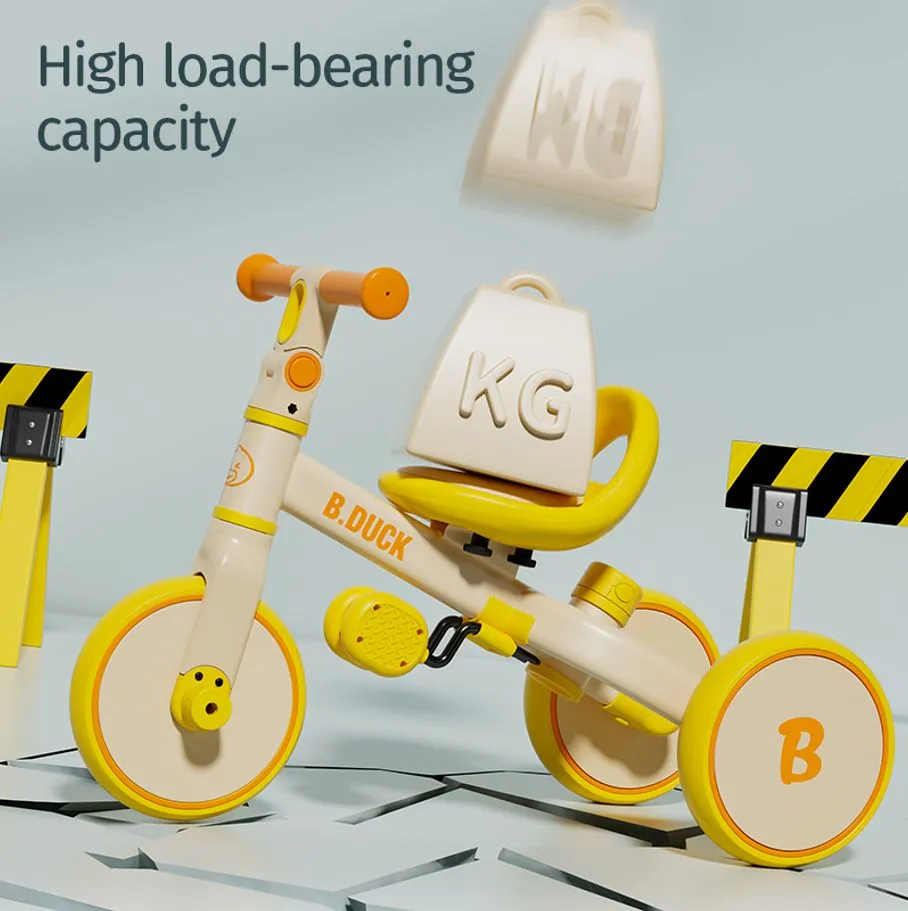 B.Duck 4-in-1 Push Trike in Yellow, view 4