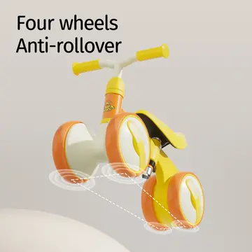 B.Duck Toddler Balance Bike with Adjustable Seat in Yellow, view 5