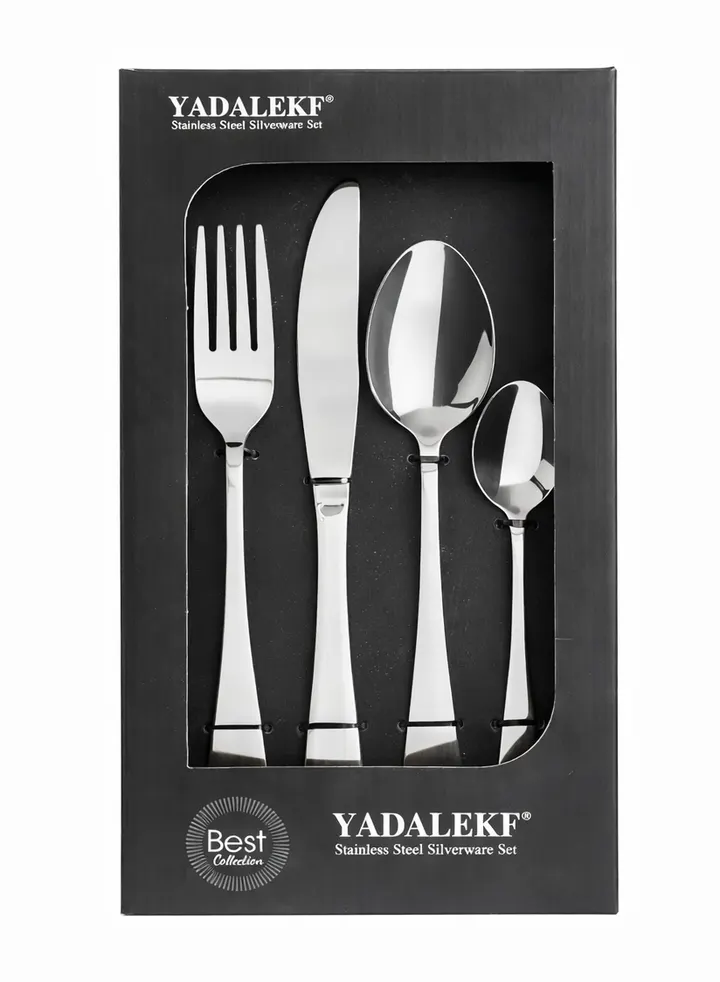 24-Piece Stainless Steel Cutlery Set - Elegant Silverware for Modern Dining in Boxed Set, view 1