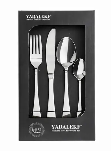 24-Piece Stainless Steel Cutlery Set - Elegant Silverware for Modern Dining in Boxed Set, view 1