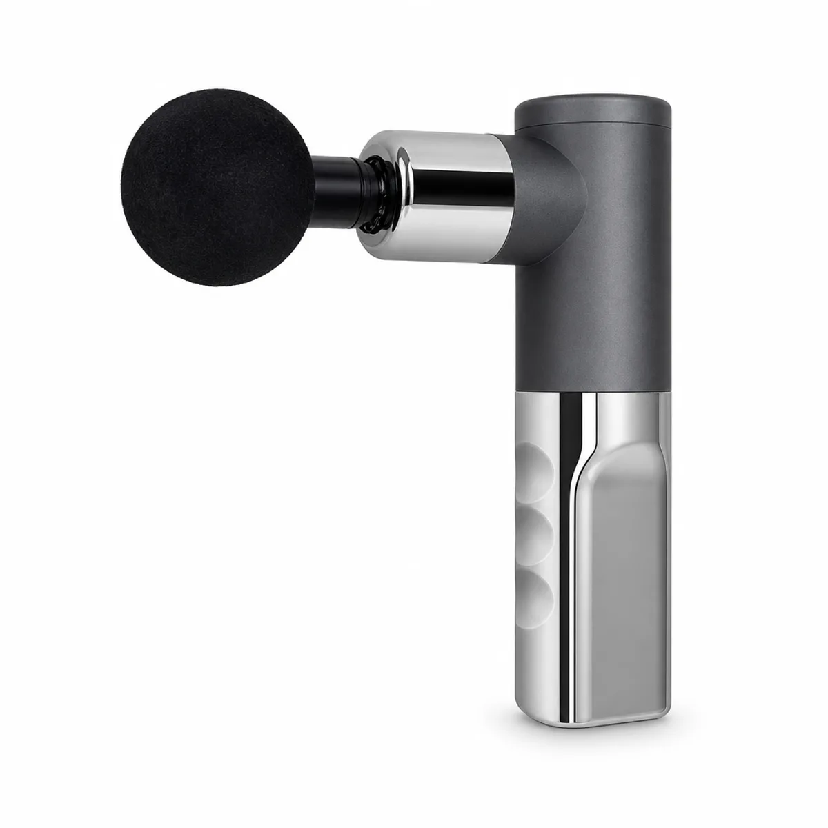 Portable Mini Muscle Massage Gun with Interchangeable Heads in Grey, view 1