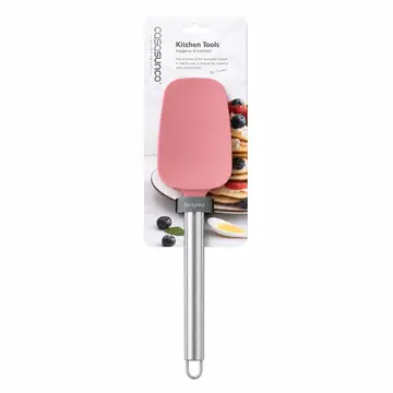 Premium Silicone Spatula with Stainless Steel Handle in Pink, view 1