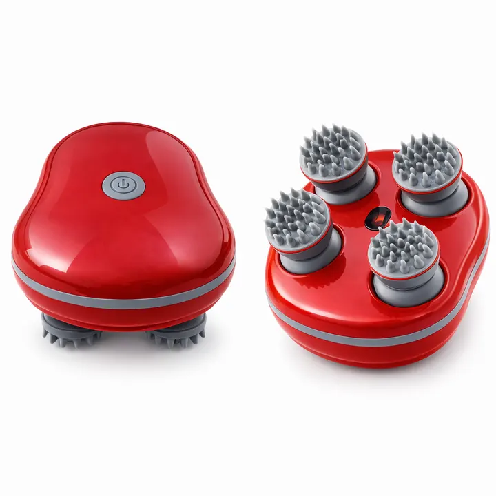 Electric Scalp & Head Massager for Deep Relaxation and Hair Care in Red, view 3