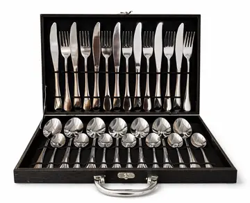Premium 24-Piece Stainless Steel Cutlery Set in Luxury Briefcase in Black Case, view 1