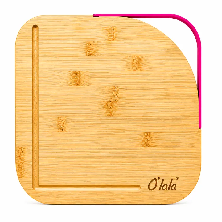 O'lala Premium Bamboo Cutting Board with Juice Groove & Handle in Bamboo & Pink, view 1