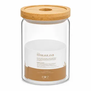 Borosilicate Glass Storage Jar & Tumbler with Bamboo Lid in Clear Glass & Bamboo, view 1