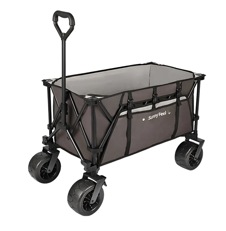 SunnyFeel Heavy Duty Foldable Camping Wagon & Utility Trolley - 120kg Load in Grey, view 1