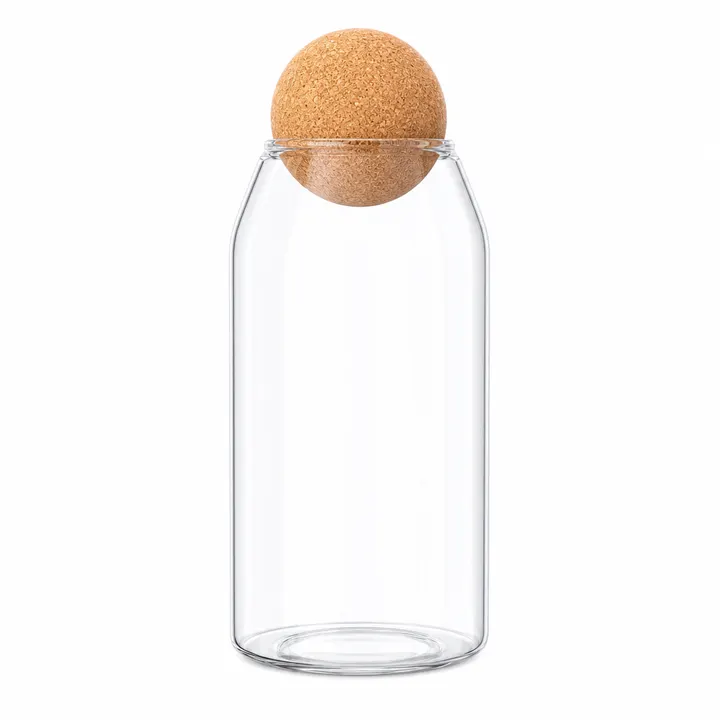 O'lala Classic Glass Storage Jar with Round Cork Lid - Pasta & Pantry Container in Clear Glass & Cork, view 1