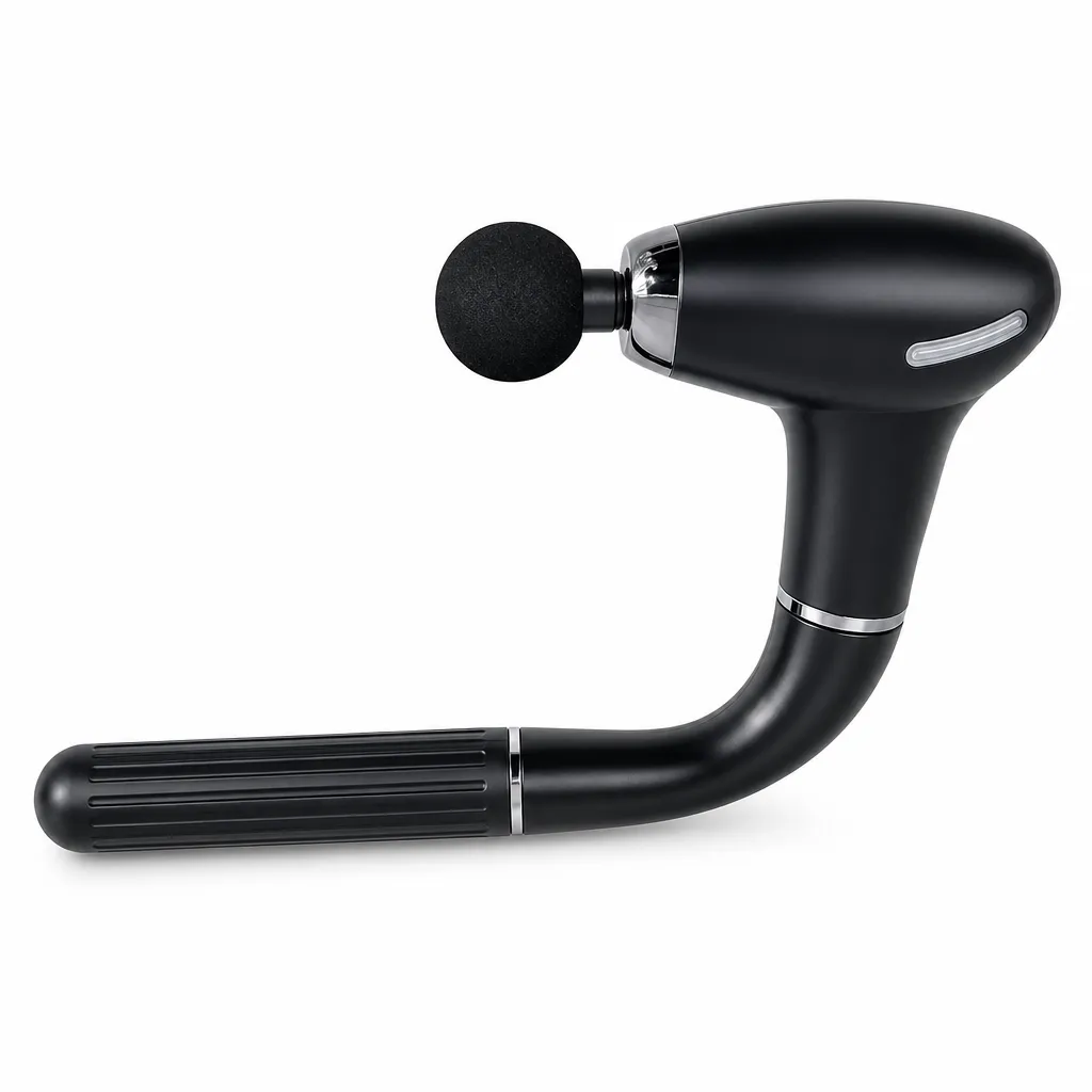 Deep Tissue Percussion Massage Gun with Removable Extended Handle in Black, view 1