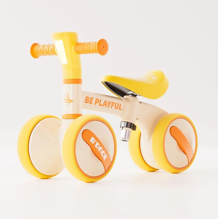 Luddy B.Duck Toddler Balance Bike with 4-Wheel Stability in Yellow, view 1