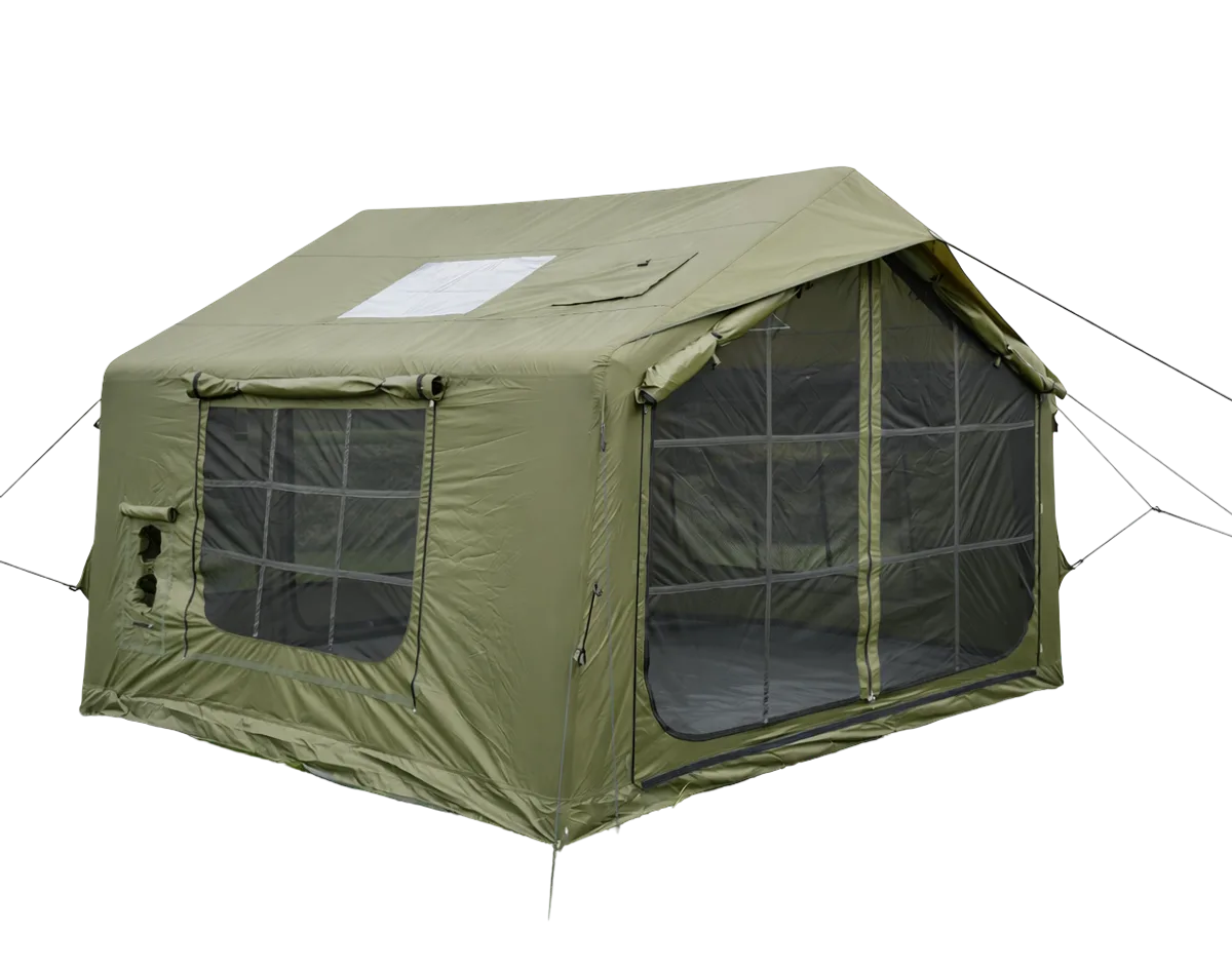 Luxury Inflatable Glamping Tent - Waterproof 420D Oxford 6 Person Outdoor Shelter in Green, view 1