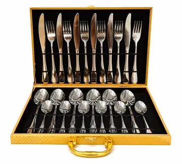 Luxury 24-Piece Stainless Steel Cutlery Set in Golden Gift Case in Gold Case, view 1