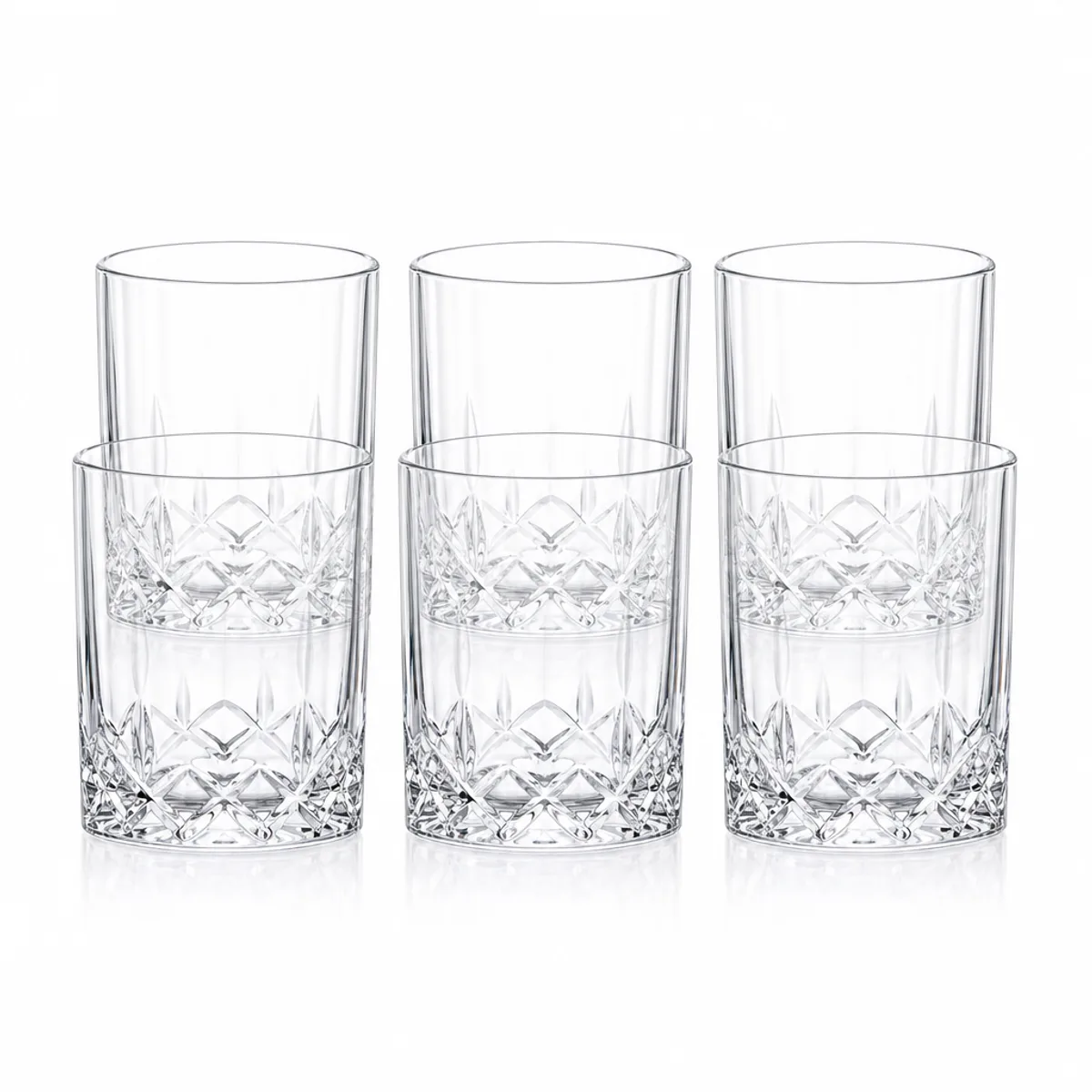 Syder 6-Piece Premium Whisky Glass Set - 300ml Edged Fashioned Tumblers in Clear Glass, view 1
