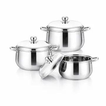 6-Piece Premium Stainless Steel Cookware Pot Set with Lids in Stainless Steel, view 1