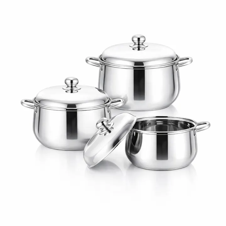 6-Piece Premium Stainless Steel Cookware Pot Set with Lids in Stainless Steel, view 1