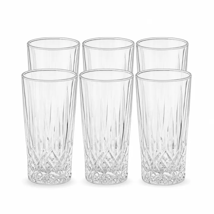 6-Piece Premium 380ml Highball Glassware Set in Clear Glass, view 1