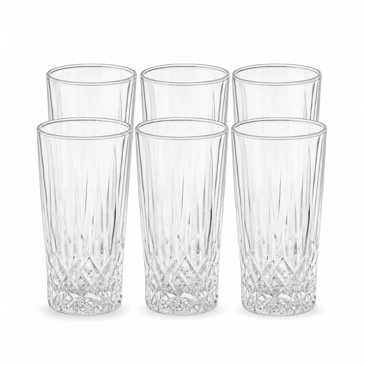 6-Piece Premium 380ml Highball Glassware Set in Clear Glass, view 1