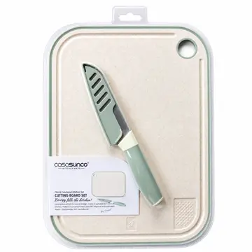 Casa Sunco Eco-Friendly Wheat Straw Cutting Board & Knife Set in Beige & Sage, view 1