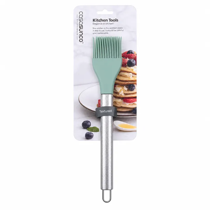 Premium Silicone Basting & Pastry Brush with Stainless Steel Handle in Green, view 2