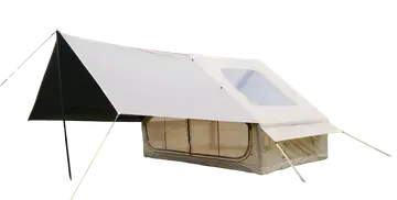 Premium Inflatable Glamping Tent with Integrated Canopy & Skylight in Beige, view 1