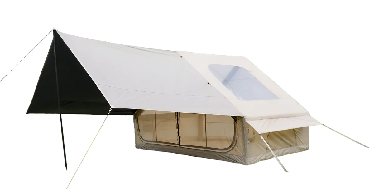 Premium Inflatable Glamping Tent with Integrated Canopy & Skylight in Beige, view 1