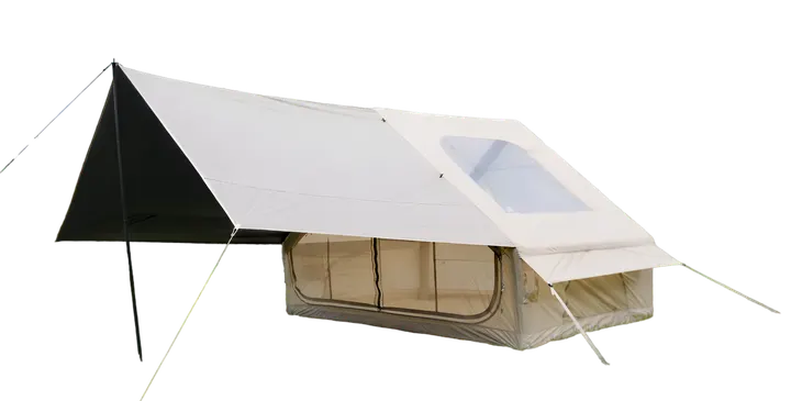 Premium Inflatable Glamping Tent with Integrated Canopy & Skylight in Beige, view 1