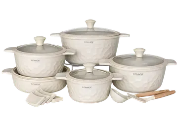 Donnor Premium 16-Piece Non-Stick Maifan Stone Cookware Set in Ivory Cream, view 1