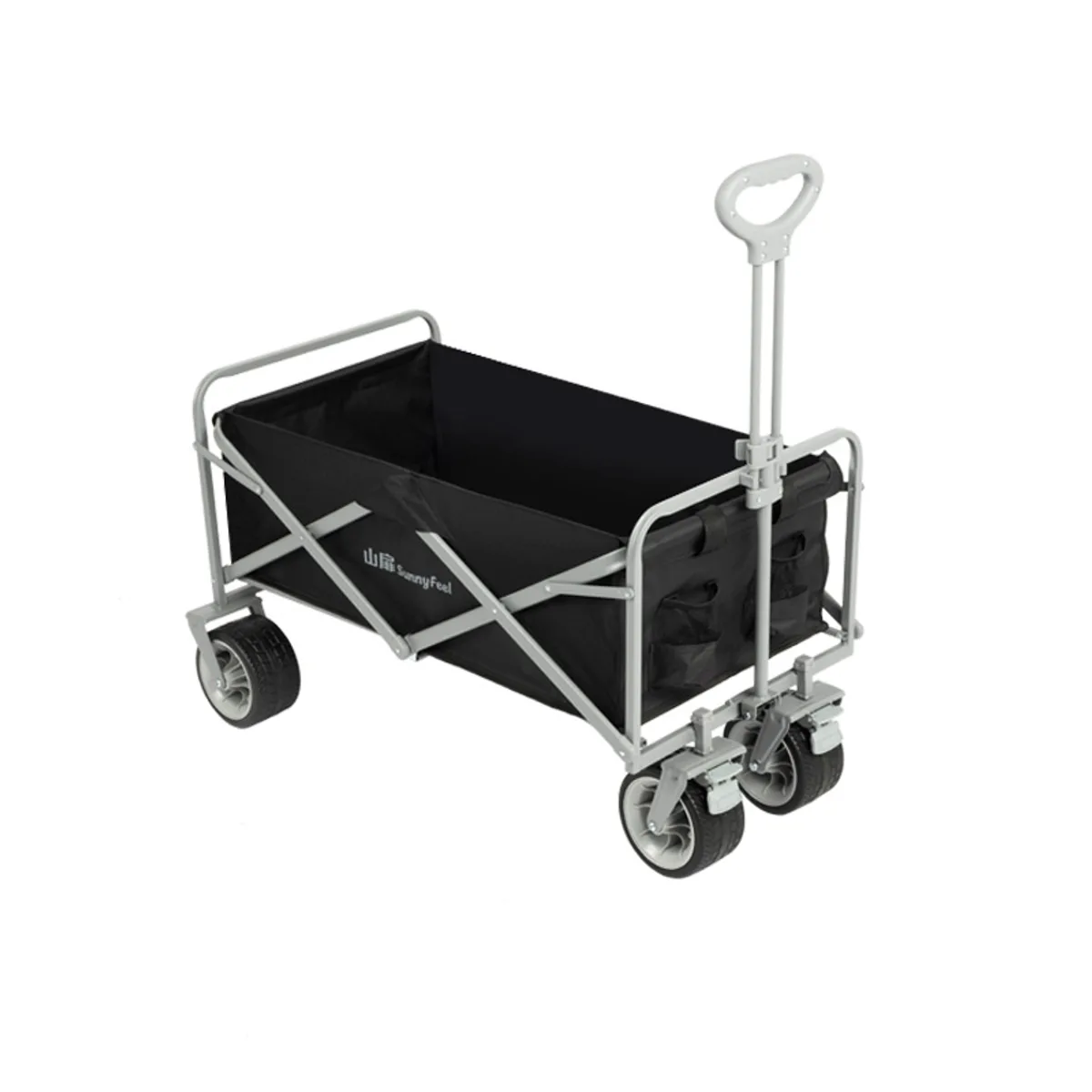 Heavy Duty Foldable Camping Wagon with All-Terrain Wheels - 160L Capacity in Black, view 1