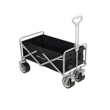 Heavy Duty Foldable Camping Wagon with All-Terrain Wheels - 160L Capacity in Black, view 1