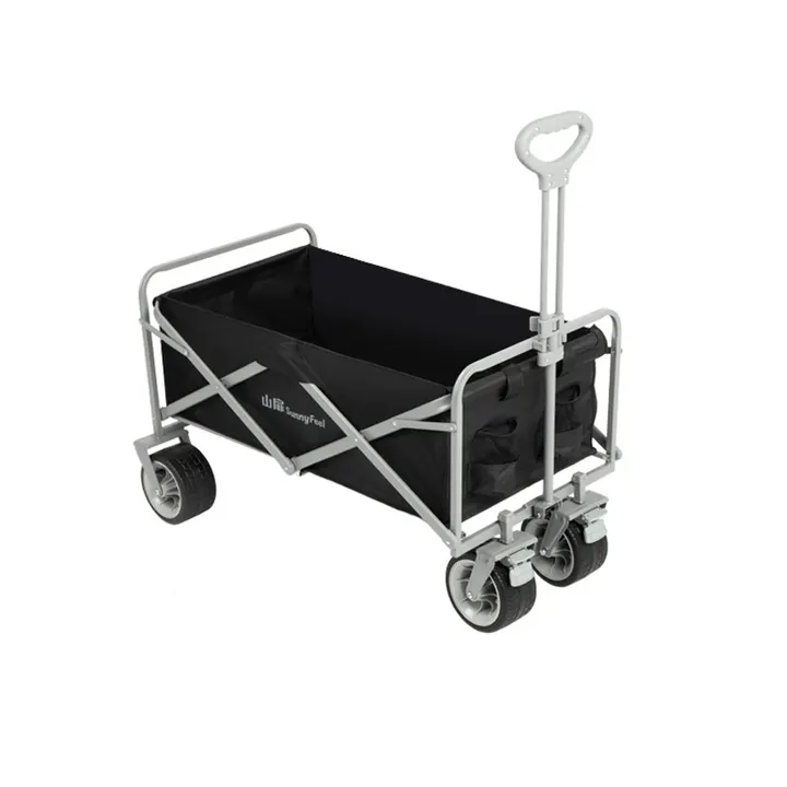 Heavy Duty Foldable Camping Wagon with All-Terrain Wheels - 160L Capacity in Black, view 1
