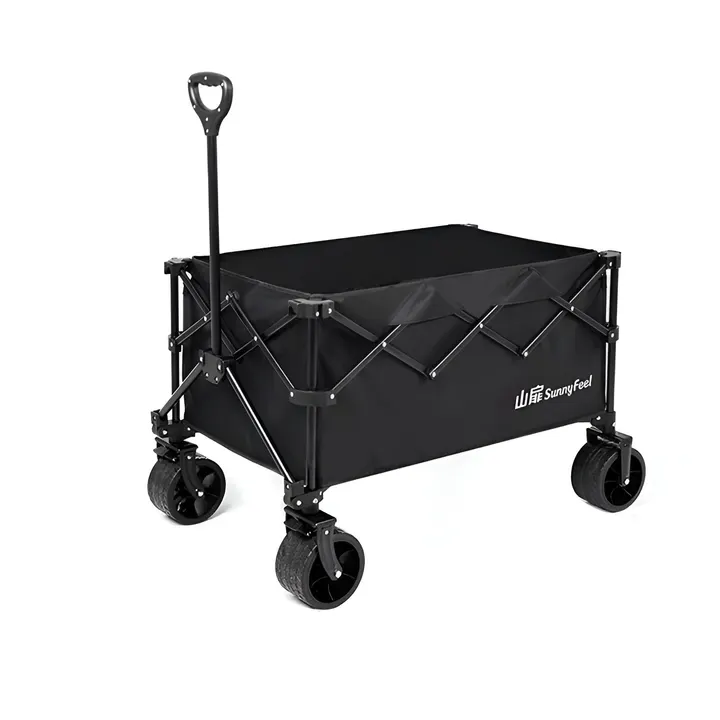 Heavy-Duty Collapsible Camping Wagon - All-Terrain Foldable Utility Trolley (220L) in Black, view 2