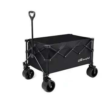Heavy-Duty Collapsible Camping Wagon - All-Terrain Foldable Utility Trolley (220L) in Black, view 1