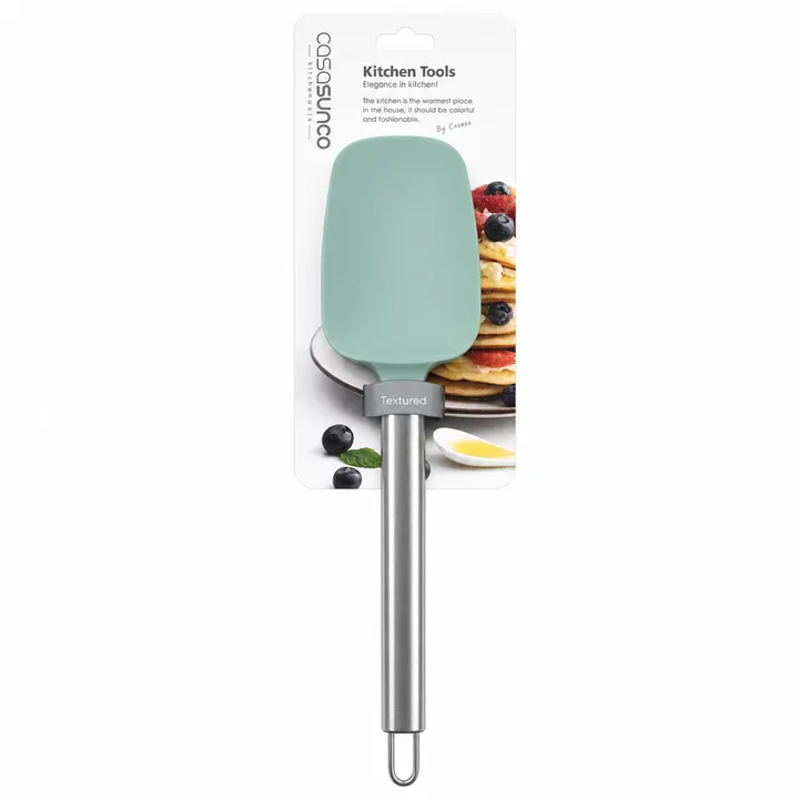 Premium Silicone Spatula with Stainless Steel Handle in Green, view 2