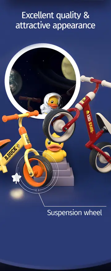 B.Duck "Be Playful" Lightweight Toddler Balance Bike in Yellow, view 4
