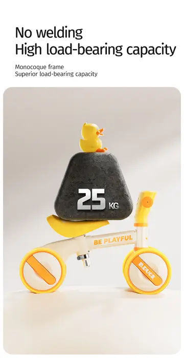 Luddy B.Duck Toddler Balance Bike with 4-Wheel Stability in Yellow, view 5
