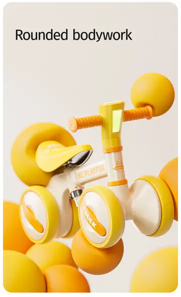 Luddy B.Duck Toddler Balance Bike with 4-Wheel Stability in Yellow, view 6