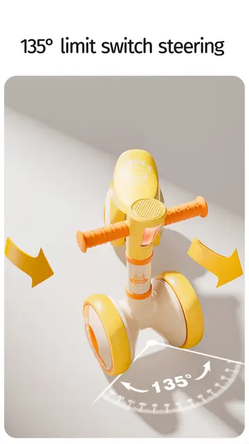 Luddy B.Duck Toddler Balance Bike with 4-Wheel Stability in Yellow, view 9