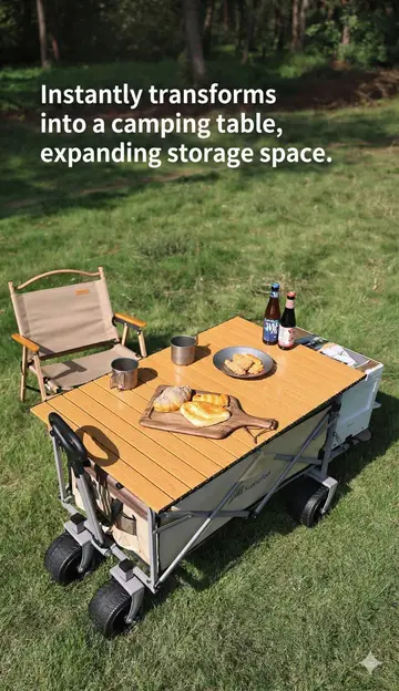Heavy Duty Foldable Camping Wagon with All-Terrain Wheels - 160L Capacity in Black, view 9