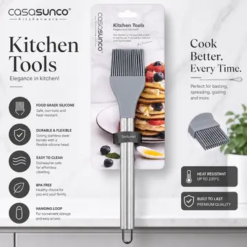 Premium Silicone Basting & Pastry Brush with Stainless Steel Handle in Grey, view 2