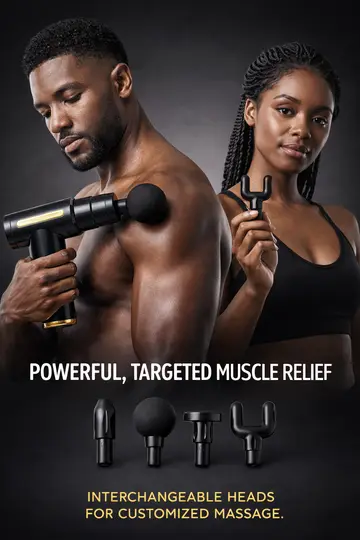 Blueidea BL-720 Rechargeable Deep Tissue Massage Gun in Black, view 2