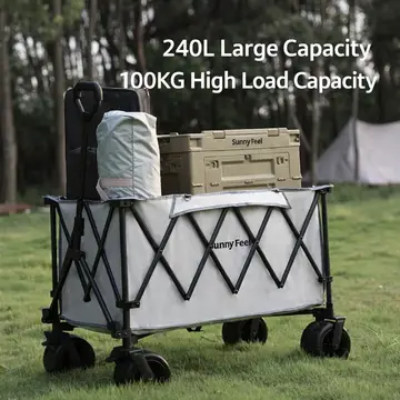 SunnyFeel Heavy Duty Foldable Camping Wagon & Utility Trolley - 120kg Load in Grey, view 2