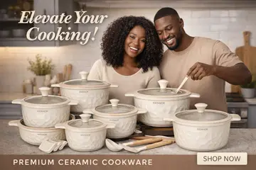 Donnor Premium 16-Piece Non-Stick Maifan Stone Cookware Set in Ivory Cream, view 2