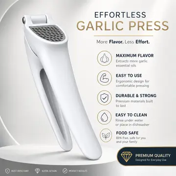 Heavy-Duty Ergonomic Garlic Press & Mincer in Grey, view 2