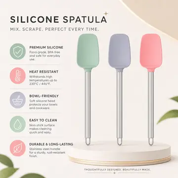 Premium Silicone Spatula with Stainless Steel Handle in Assorted Set, view 2